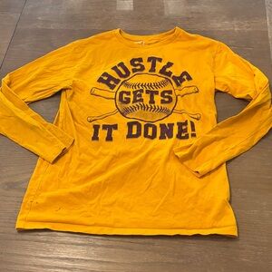 Place Yellow Long Sleeve Tee with Purple Print